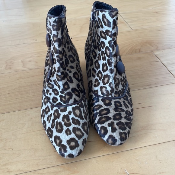 Genuine horse hair leopard print ankle boots with kitten heel - Picture 3 of 5